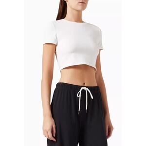 Splits59 Airweight Short Sleeve Crop Top T-Shirt White Size Small